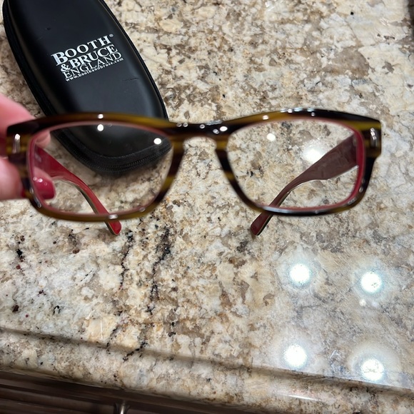 Booth & Bruce England Men’s Eyeglasses Tortoise and Red Plaid with case - Picture 3 of 8